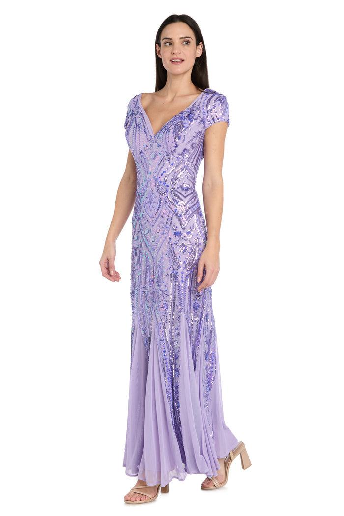Serena Beaded Mesh Evening Gown - Petite