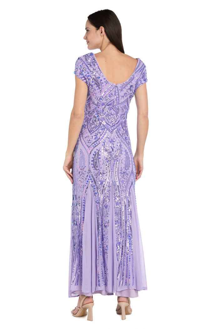Serena Beaded Mesh Evening Gown - Petite
