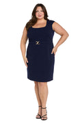 Short Belted Sheath Dress - Plus
