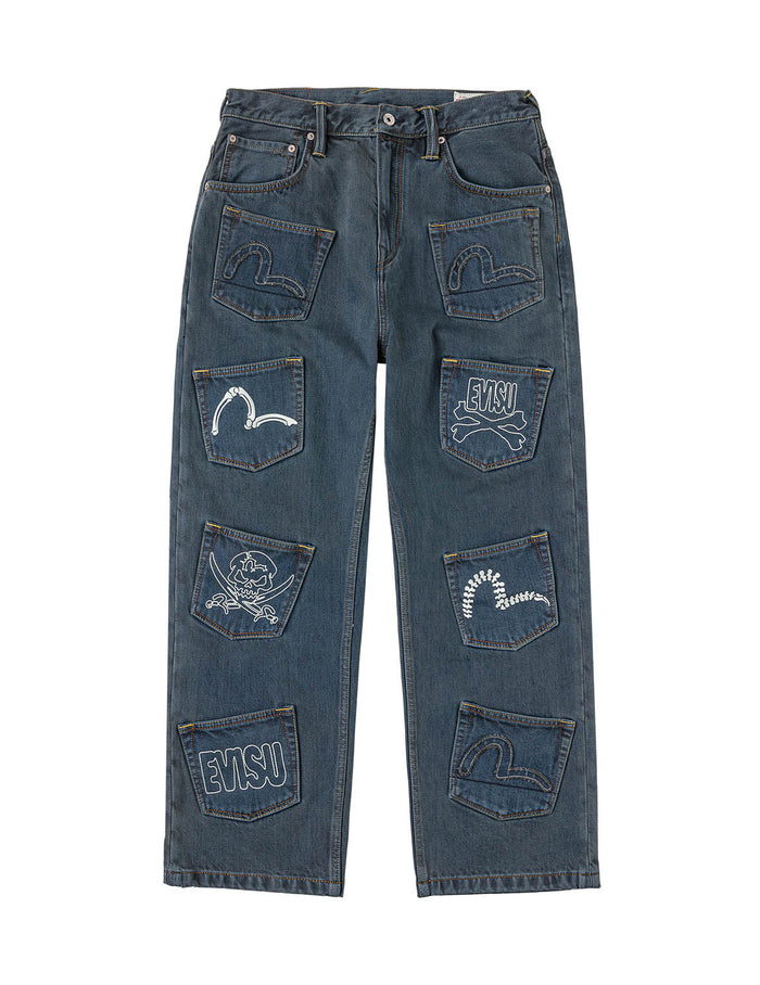 Skull Multi-Pocket Denim Jeans