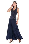 Sleeveless Maxi Gown with Sequined Top