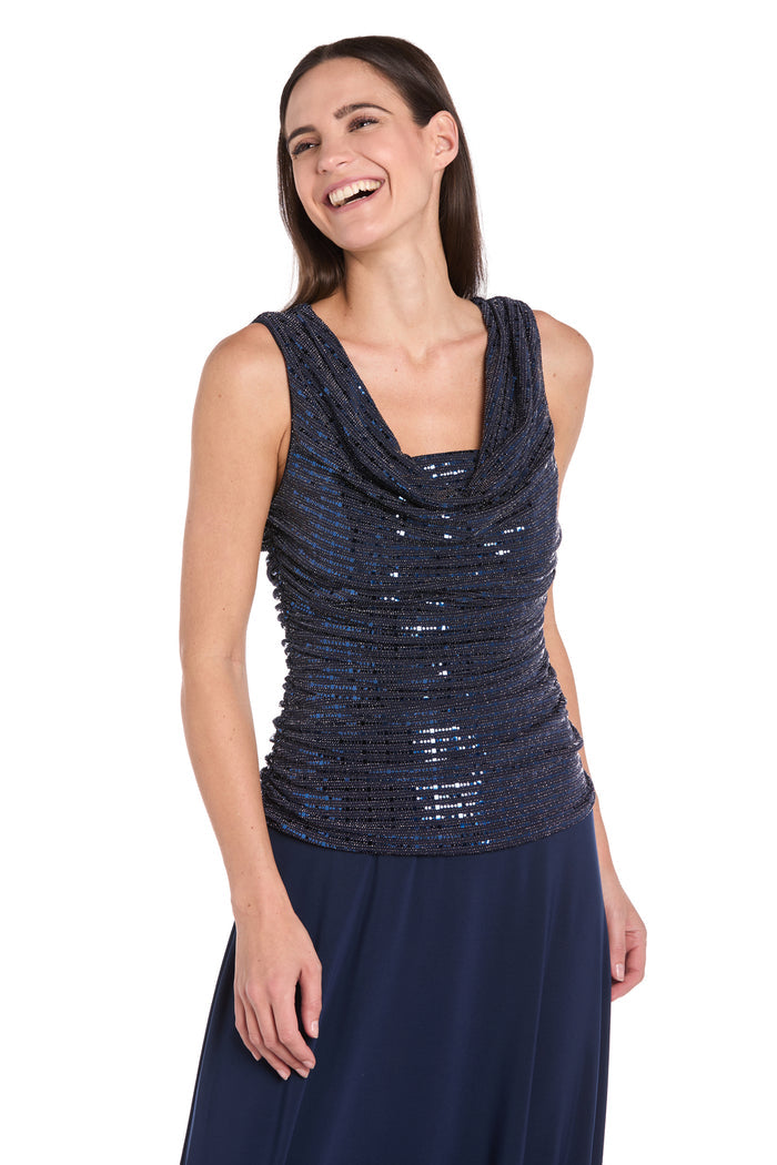 Sleeveless Maxi Gown with Sequined Top