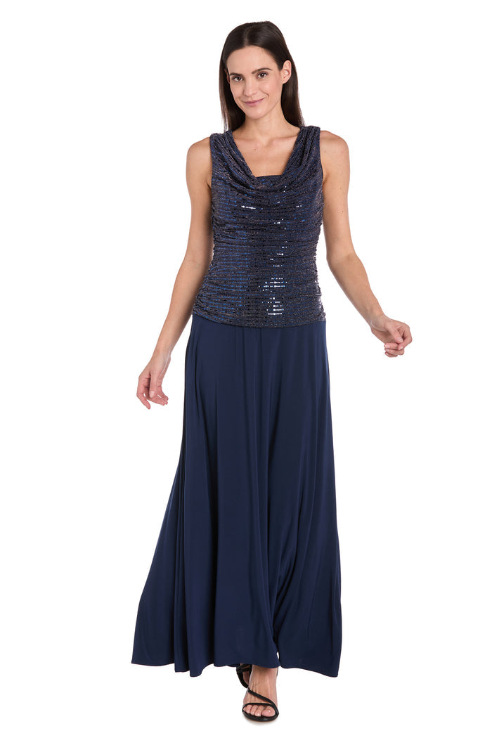 Sleeveless Maxi Gown with Sequined Top