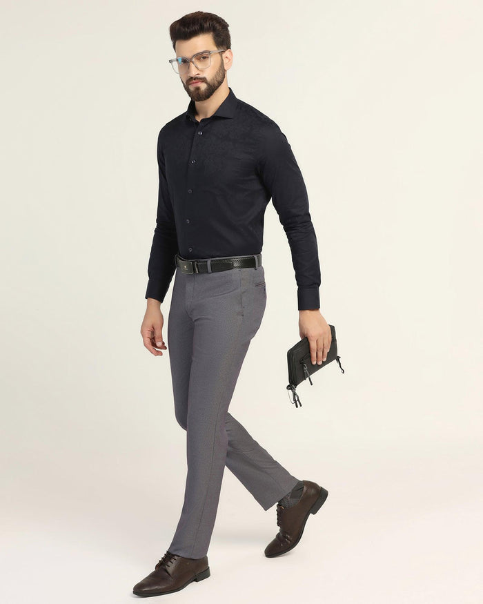 Slim Comfort B-95 Formal Blue Textured Trouser - Turismo