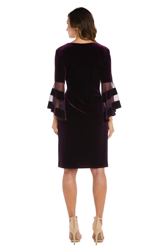 Stretch Velvet Bell Sleeved Cocktail Dress