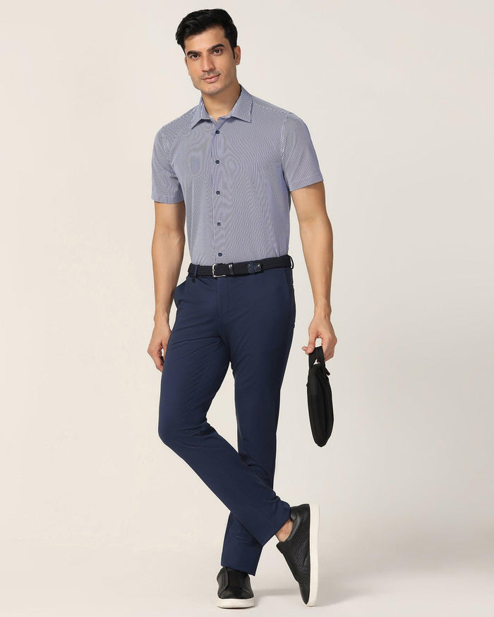 TechPro Slim Fit B-91 Formal Navy Solid Trouser - Explorer