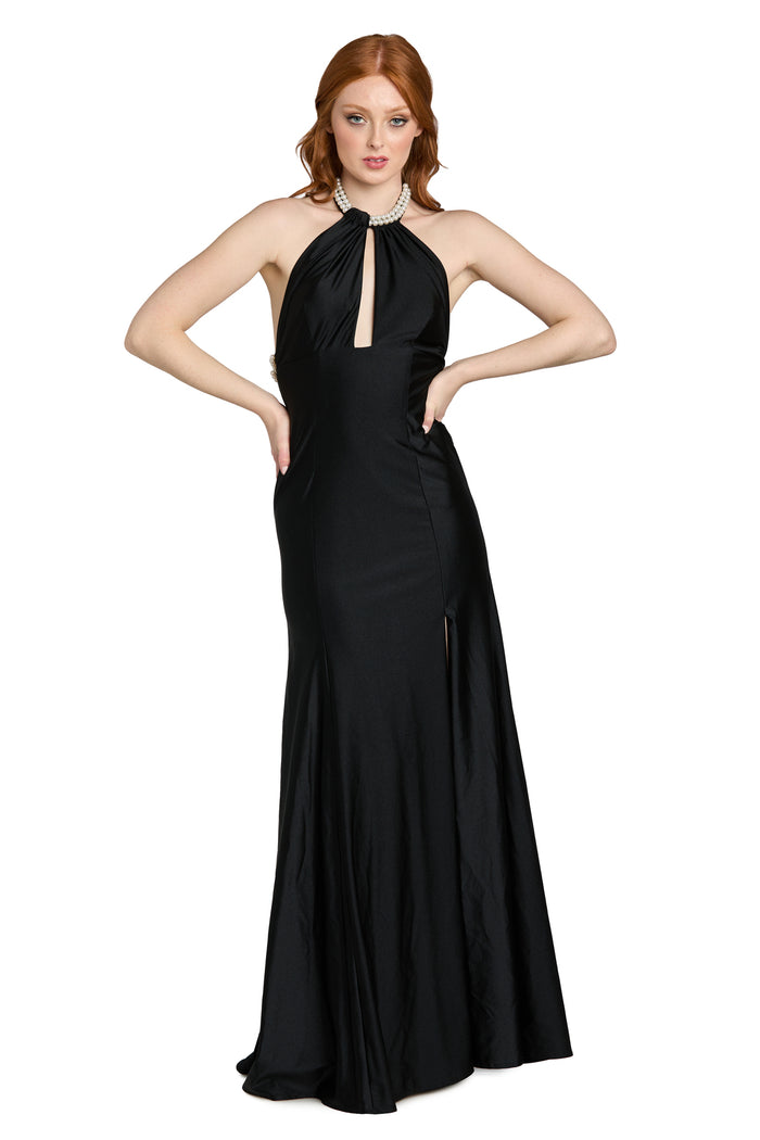 The Seraphina Midnight Halter Gown