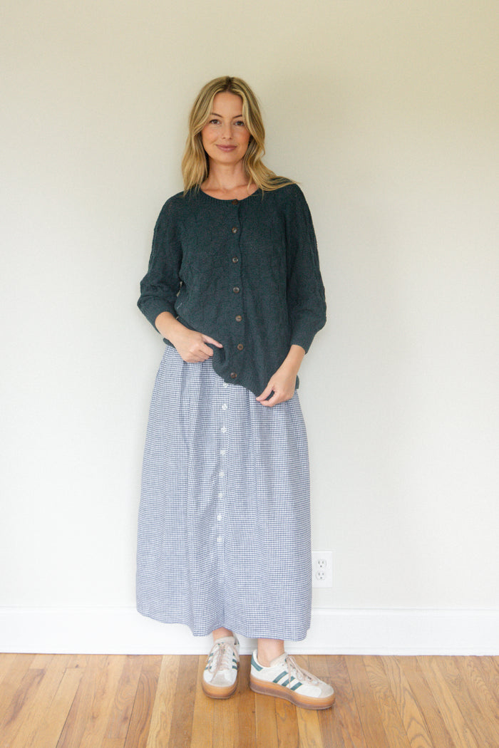 Tina Triangle Knit Cotton Cardigan in Teal