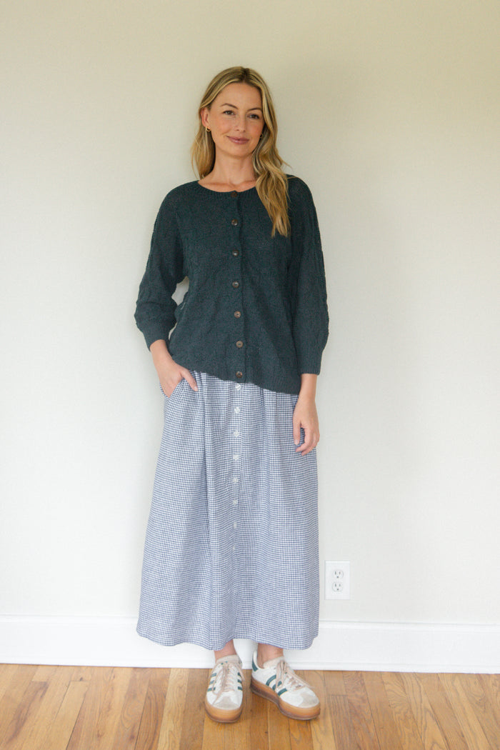 Tina Triangle Knit Cotton Cardigan in Teal