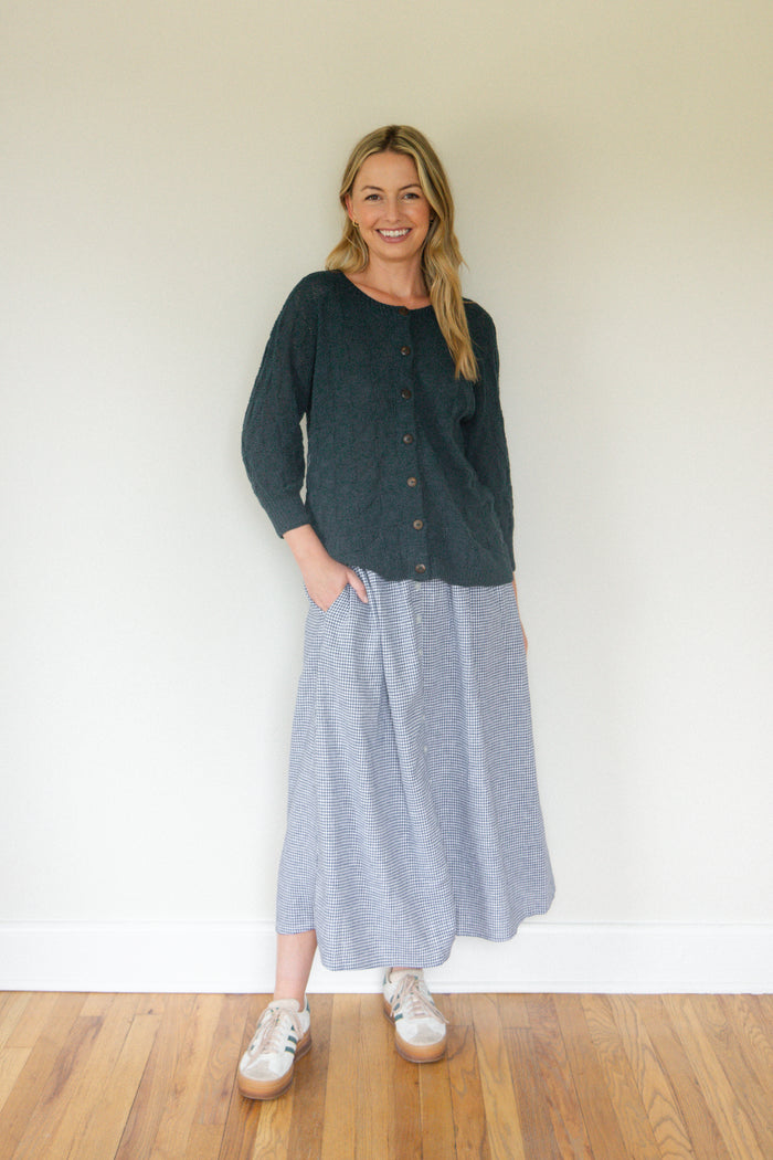 Tina Triangle Knit Cotton Cardigan in Teal