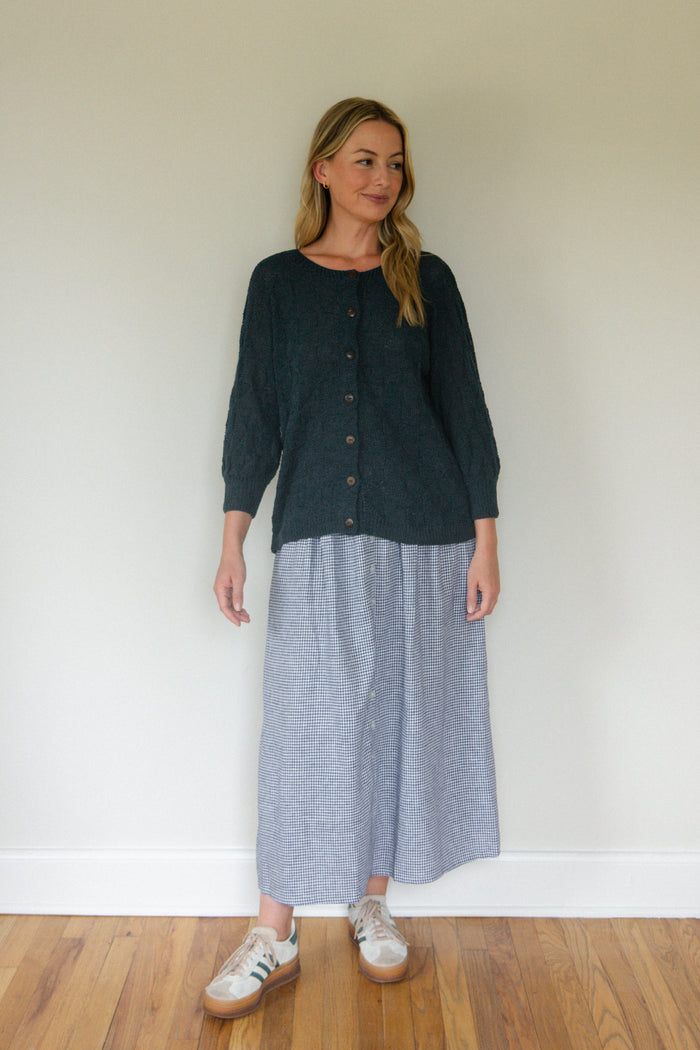 Tina Triangle Knit Cotton Cardigan in Teal