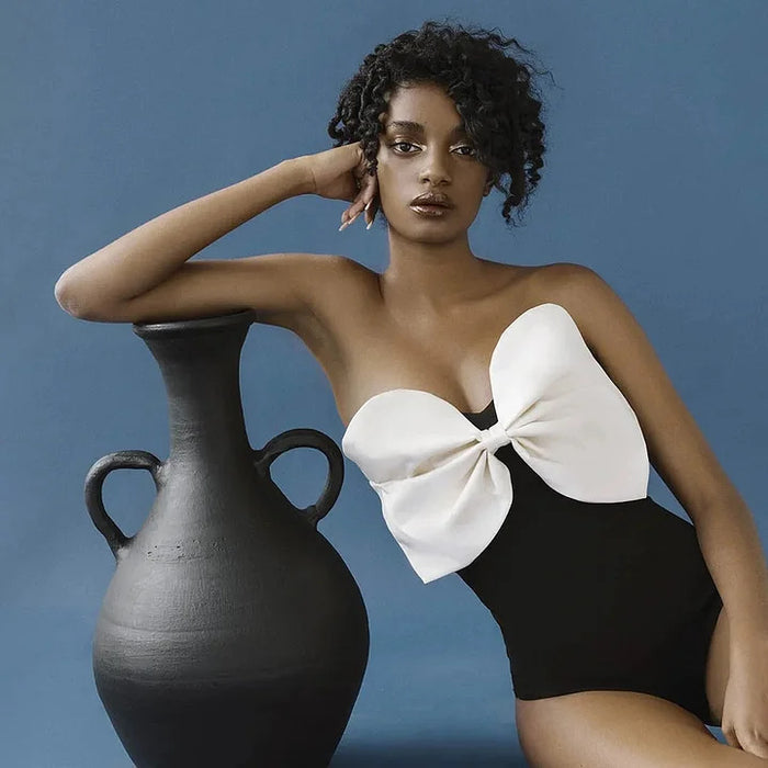 Twilight Noir Bow Swimsuit - Black