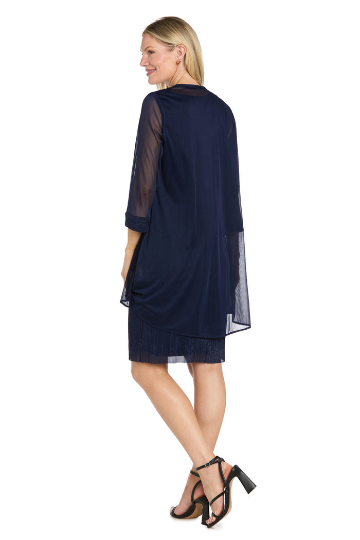 Two-Piece Flyaway Jacket Dress with Jewel Neckline