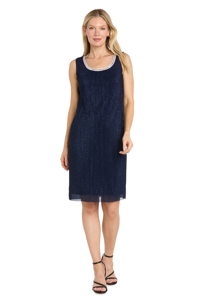 Two-Piece Flyaway Jacket Dress with Jewel Neckline