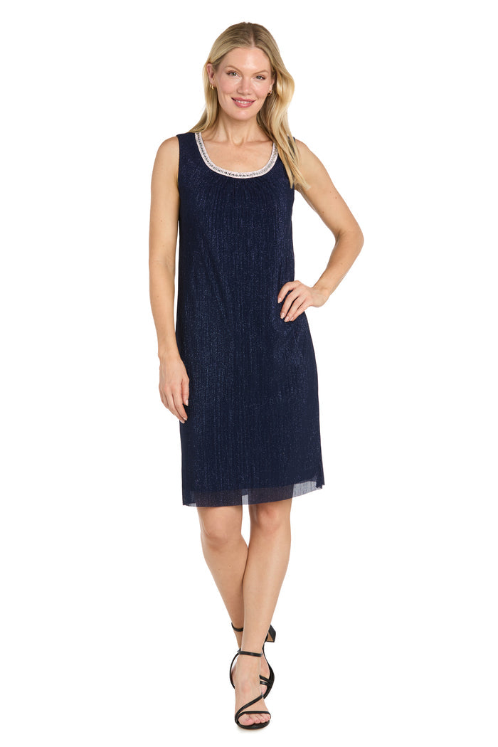 Two-Piece Flyaway Jacket Dress with Jewel Neckline