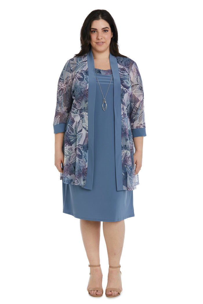 Two-Piece Printed Jacket and Dress Set - Plus