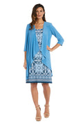 Two-Piece Puff Print Jacket Dress - Petite