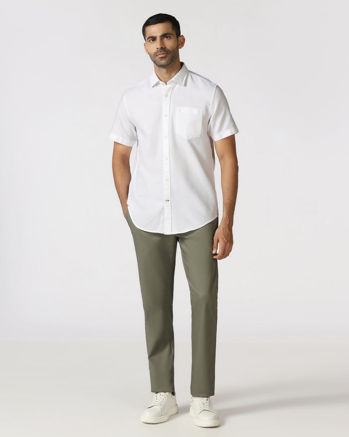 White Half Sleeve Textured Shirt - Caty