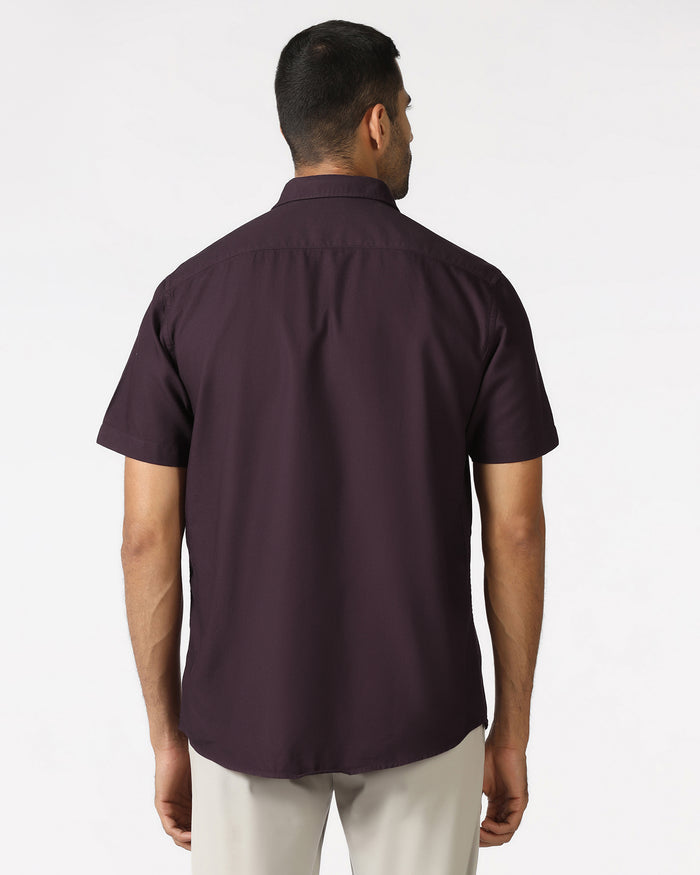 Wine Half Sleeve Textured Shirt - Caty