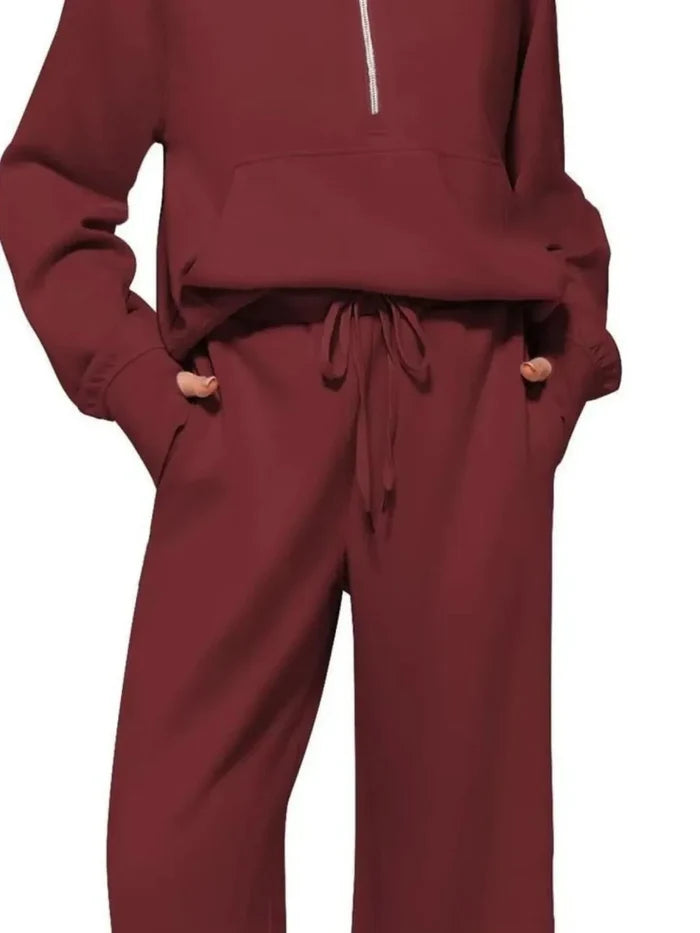 Cozy Two Piece Set: Half Zip Long Sleeve Top with Pants, Lightweight and Breathable - Allen-Fitness