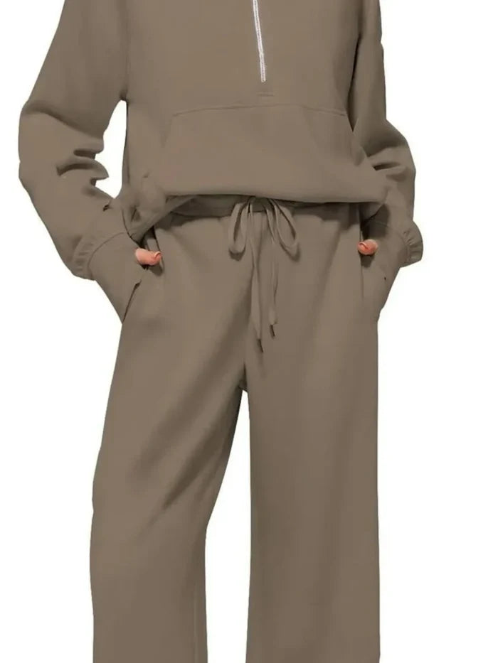 Cozy Two Piece Set: Half Zip Long Sleeve Top with Pants, Lightweight and Breathable - Allen-Fitness