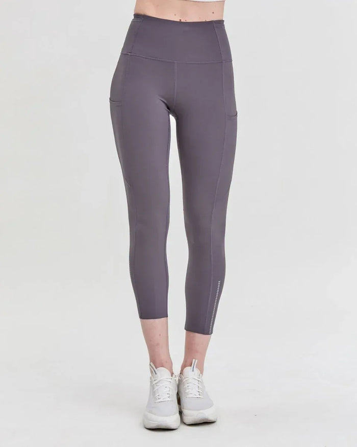 Women's Stylish Athletic Leggings with Silkiflex™ Fabric - 21.5" Reflective Fitness Leggings - Allen-Fitness
