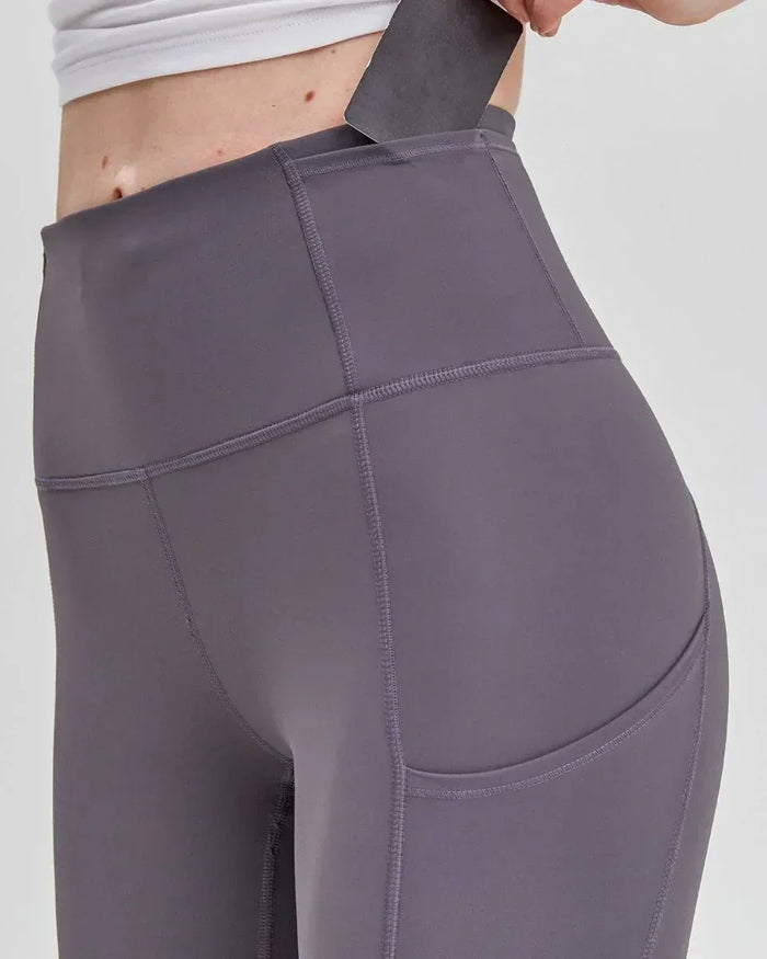 Women's Stylish Athletic Leggings with Silkiflex™ Fabric - 21.5" Reflective Fitness Leggings - Allen-Fitness