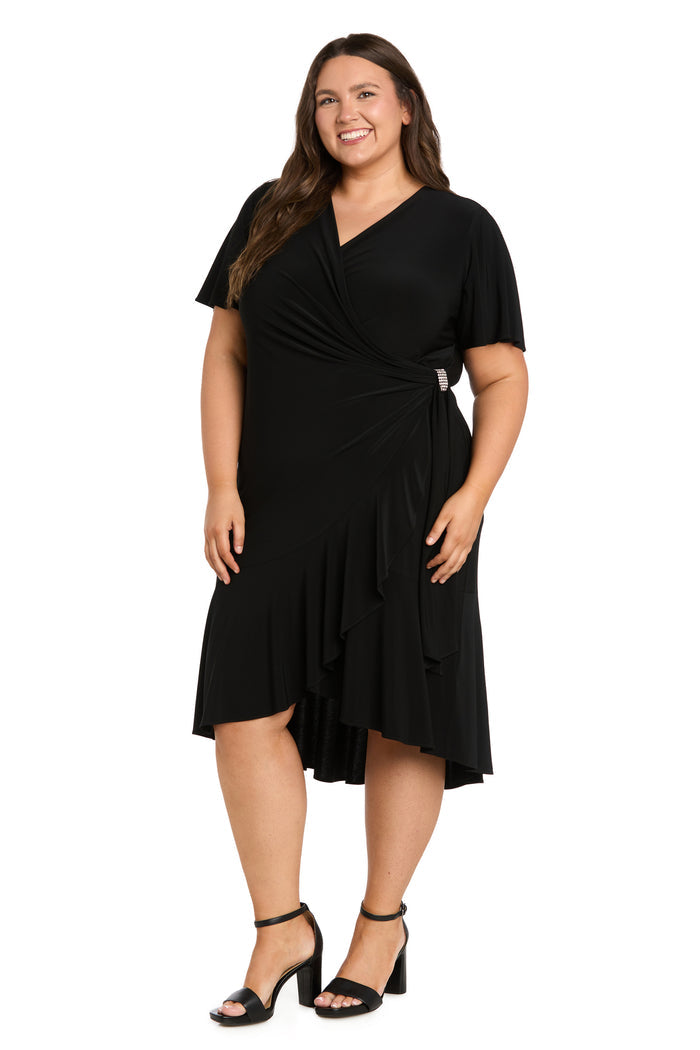 Wrap Dress with Flounce Hem - Plus